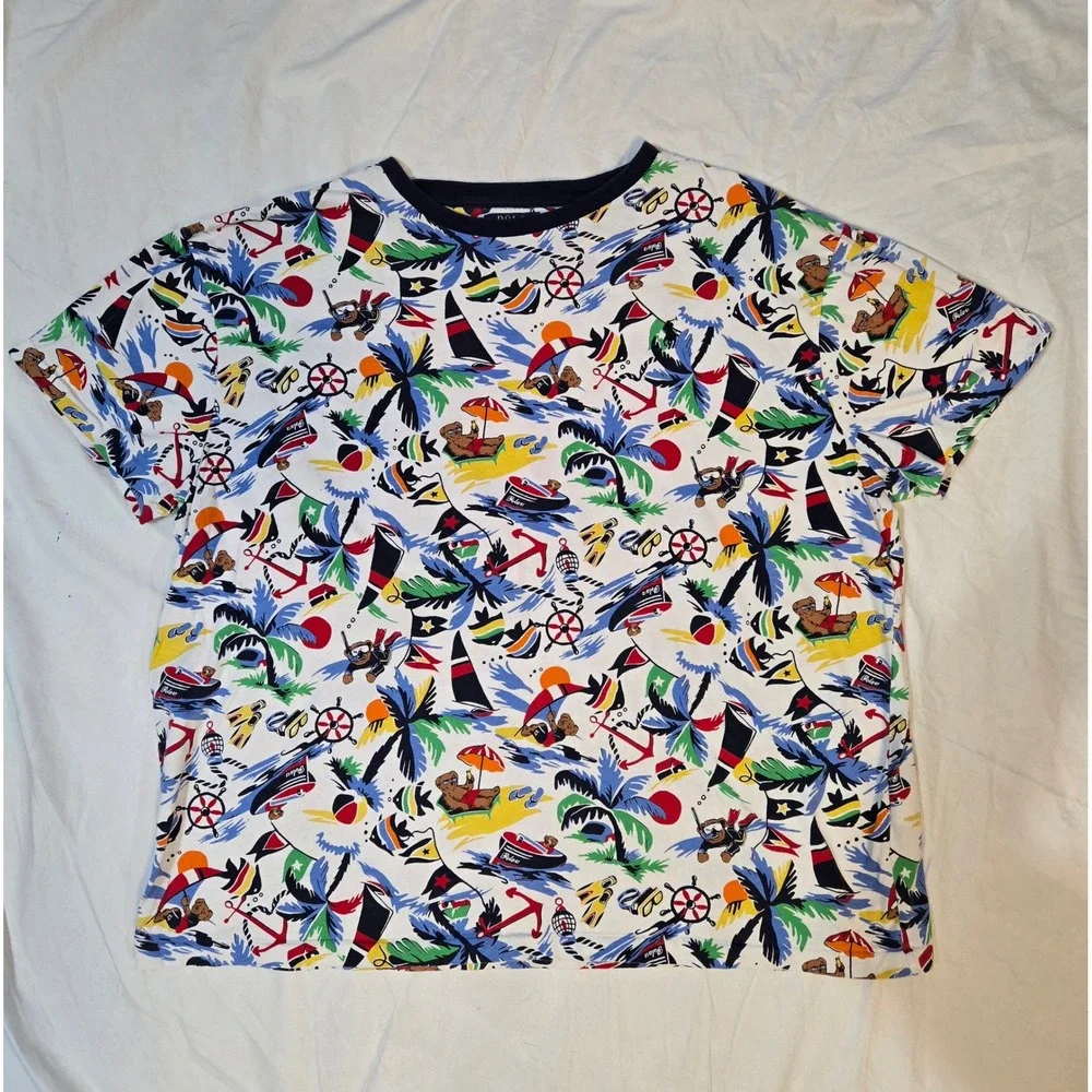 Polo Ralph Lauren Bearwaiian Polo Bear nautical print Size XL